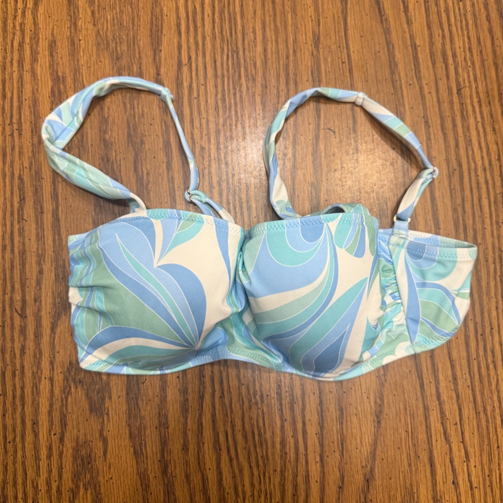 Shade & Shore Blue and Green Swirl Bikini Top